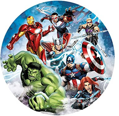 Tortenaufleger Avengers Comic, rund 20cm Fondantpapier PREMIUM