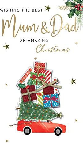The Best Mum & Dad Embellished Christmas Card Hand-Finished Champagne Cards XCDC391