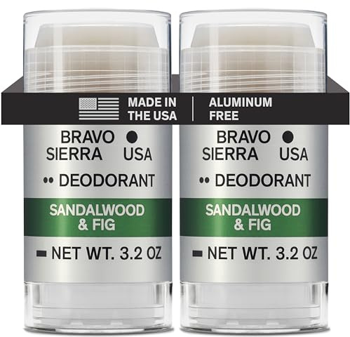 Bravo Sierra Pack of 2 Deodorant for Men - Free Aluminium - Contains Natural Ingredients - Long-lasting protection against bad odour and sweat throughout the day. Sandalwood and fragrance