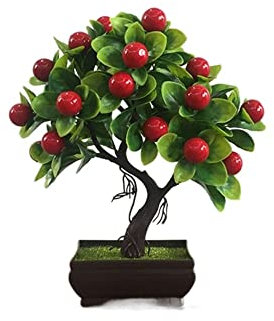HXSCOO Künstliche Pflanzen Pine Bonsai Small Tree Pot Plants A Simulation Lotus Pine Fake Flower Bonsai Set Topfpflanzen Grünpflanzen Hotel (Color : Cherries)