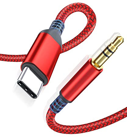 AkoaDa USB C auf 3.5mm Adapter, USB-C auf Headset Audio Adapter für Aux,Stereo, Headset, MacBook, S21/S20/S20 Plus/Note 10/A80,iPad Pro, P30 Pro/P20/P20 Pro usw(Rot)