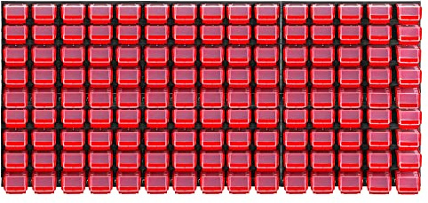 KADAX Werkzeugwandregal Groß, 174x78cm Lagersystem aus robustem Kunststoff, UV-Resistentes Modul-System, Erweiterbare Wandplatten, Werkstattregal für Garage (Rot, 135 TLG.)