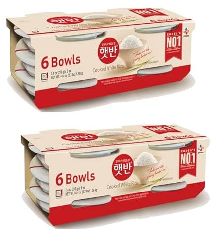 CJ Cooked Rice (Hetbahn) - Korean Microwavable Instant White Rice 210g (Pack Of 12)