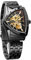 Forsining Montre squelette pour homme, montre mécanique automatique avec cadran triangulaire lumineux, remontage manuel, bracelet en acier inoxydable ou en silicone souple