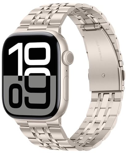 Tasikar Kompatibel mit Apple Watch Armband 42mm(Series 10) 41mm 40mm 38mm, Massives Edelstahl Metall Herren Damen Band Kompatibel mit Apple Watch SE 2 SE Series10 9 8 7 6 5 4 3, Polarstern