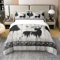 Land Cabin Lodge Dekor 100% Baumwolle Bettbezug 220x240,Jagd Hirsch Tröster Abdeckung,Rustikale Bauernhaus Wildlife Bettwäsche Set,Wald Abenteuer Quilt Cover Weiche Atmungsaktive Schlafzimmer Dekor
