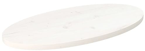vidaXL Tischplatte Weiß 80x40x2,5 cm Massivholz Kiefer Oval