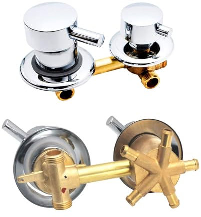 Miscelatore Rubinetti Doccia 2/3/4/5 Vie, Ottone, Interasse 9/10/12,5/14,5 cm, per Cabina o Bagno Turco (12-12,5 cm, Intubazione 5 Uscite)