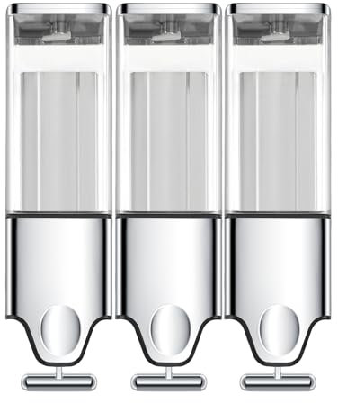 EHORIA 3-in-1-Vierfach-Spender für Dusche, Duschseifenspender, Conditioner-Spender, Shampoo-Spender, kein Bohren, Wandverteiler, Hotel, Badezimmer, Zuhause, Schule (535 ml, dreifach, farblos)