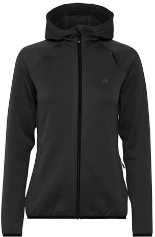 NORTH BEND NBBerta Fleecejacke atmungsaktiv Jacke mit Kapuze Power-Stretch-Fleece, Größe:44, Farbe:Black (1001)