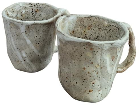 PintoCer - 2 x Tazas con asa, Cerámica de Gres, Ideal para Café, Leche, Té y Chocolate, Apto para Lavavajillas y Microondas