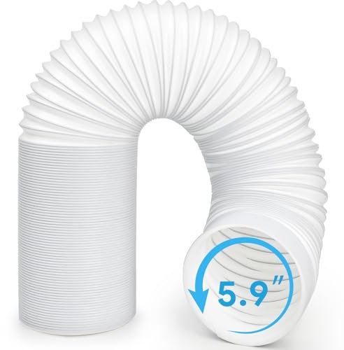 Portable Air Conditioner Hose, Asddage 5.9'' Diameter AC Exhaust Hose for Extension and Replacement, Anti-Clockwise & Length up to 80, Flexible & Heat Resistant Compatible with LG Delonghi and More
