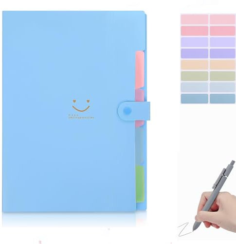 Fächermappe A4,Mappe Mit 7 Fächern,Dokumentenmappe A4 Mit Etiketten,Ordnungsmappe Mappen Ordnersystem,Document Organizer Für Zuhause,Büro,Schule (Fächermappe blue)