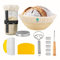 23cm Rund Gärkorb Set & 650ml Sauerteig Starter Set mit Leinentuch,Thermometer,Schneebesen,Bäckermesser mit 5 Rasierklinge,Teigschaber TPE & Edelstahl für Heim- und Professionelle Bäcker