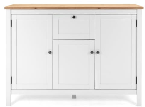 Furn.Design Kommode in weiß und Eiche Artisan, Sideboard Landhaus-Stil, Anrichte 120 x 90 cm für Wohnzimmer und Esszimmer, Vestland (120 cm)