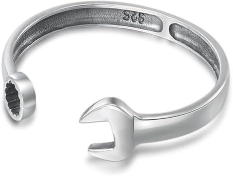 CROWEL Silver Bracelet,Charm Bracelet， Vintage Spanner Bracelet, Opening Adjustable Sterling Silver Bracelet