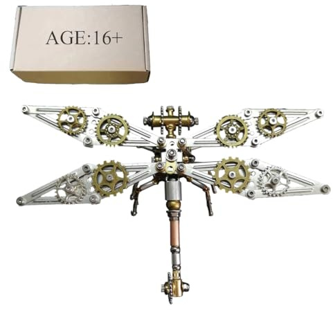 ToyGhillied 3D Metall Puzzle Insekt Modellbausatz, 200+ Teile Mechanischer Libellen Steampunk Modell Puzzle Set, 3D Laserschnitt Modell Sammelbares, Geschenk für Erwachsene