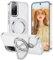 Tawarror Glitzer Handyhülle für Samsung Galaxy S20 FE Hülle, Kompatibel mit MagSafe, Transparent Glitter Schutzhülle für Samsung S20 FE mit Ring Halter Ständer Hart PC Kratzfest + TPU Stoßfest Case