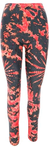 GURU SHOP Unikat Batik Leggings, Stretch Hose für Frauen, grün/lila | Batikmuster, hohe Taille, elastischer Bund, bequem, ideal für Yoga und Alltag, handgefertigt, einzigartig.