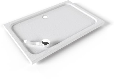 Plato de Ducha Acrílico 80x120 cm Blanco| Textura Pizarra Antideslizante | Extraplano 5 cm | – Incluye válvula y rejilla | Moments of Glass