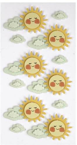 Artoz 3D-Sticker Sonnen und Wolken, 6 Stück | Dekorationssticker, handgefertigt, Schweizer Design