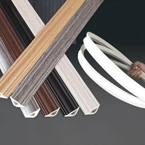 Raouoae Eckleiste Selbstklebend Wandleiste Flexible Viertelstab 1.33M*2 Stück Selbstklebende PVC Quadrant Zierleiste Sockelleiste Für Wandkanten, Schrankkanten, Fliesenkanten(Option 5)
