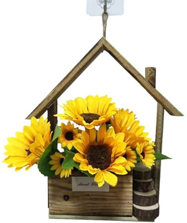 Maceta de Pared,Maceta de Pared de Madera | Maceta Colgante con Forma de Marco de casa,Florero de Madera para macetero, decoración Moderna de Pared de Madera de Granja para Sala de Estar, Dormitorio,