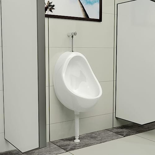 Urinoir Mural, Urinoir Suspendu Urinoir Debout Cuvette d'Urinoir Urinoir suspendu avec valve de chasse d'eau Céramique Blanc