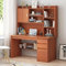 Home Office Schreibtisch mit Stauraum und Stall, moderner Schreibtisch für Arbeitszimmer und Arbeitsplatz, Computertisch mit Regalen für PC und Laptop, Walnussholz-Finish (119,4 x 45,7 x 162,6 cm)