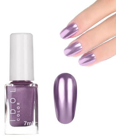 Purple Metallic Mirror Nail Polish - Quick Drying, Water-Based Chrome Effect with Long Lasting Breathable Plating