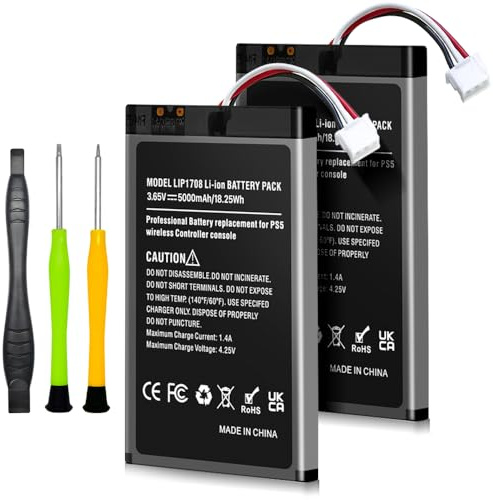 BOANV 2 Pack 5000mAh for PS5 Controller Batteries,High Capacity LIP1708 Battery Replacement for sony PS5 for PlayStation 5 CFI-ZCT1W Wireless Controller Kit (2 pcs battery)