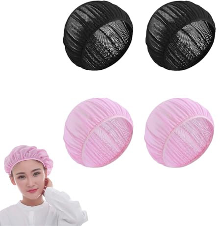 HJDJBD 4 Stück Haare Schlafen Schutz,Haarnetz Zum Schlafen,Mütze Mesh Schlafhauben, Cap,Dutt,Haarmütze,Atmungsaktiv,Netz-Haarnetz,Nachtschlafhaube Weiche,für Damen Schützen Locken,Herren Schlafhaube