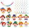 12 Stück Clown Girlande Karneval mit Wimpelkette, Spiral Girlanden für Deckenhänger, Hängedeko Partydekoration Hängegirlanden, Clown Motiv Karneval Luftschlangen Deko für Faschingsparty Zirkus Party