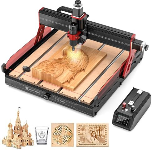 Twotrees TTC6050 Fraiseuse CNC 500 W avec éclairage, capteur infrarouge et support pour différents types de broches, fraiseuse à graver CNC à 3 axes pour métal, bois, acrylique, 600 x 500 x 100 mm