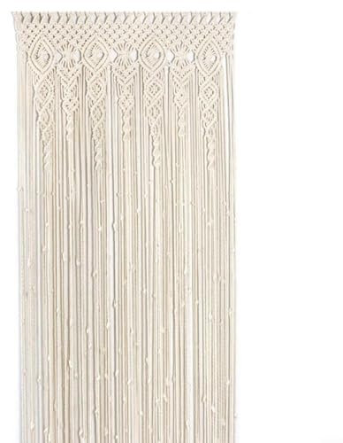 EpheyFIF Boho-Türvorhang, gewebt, 90 x 180 cm, 90 x 200 cm, 100 x 200 cm, Baumwolle, Spitze, Makramee, Wandbehang für Hochzeit, Hintergrund, Fensterbogen, Heimdekoration, Beige (100 x 200 cm)