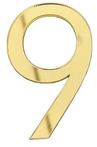 HESHUWEN Hausnummer Selbstklebende 3D-Zahlenaufkleber, Haus-/Zimmertür-Nummernschild, Schild for Zuhause, Wohnung, Schrank, Tisch, Briefkasten, Außentürnummern Hausnummernschild(Gold 9,10x6.6cm)