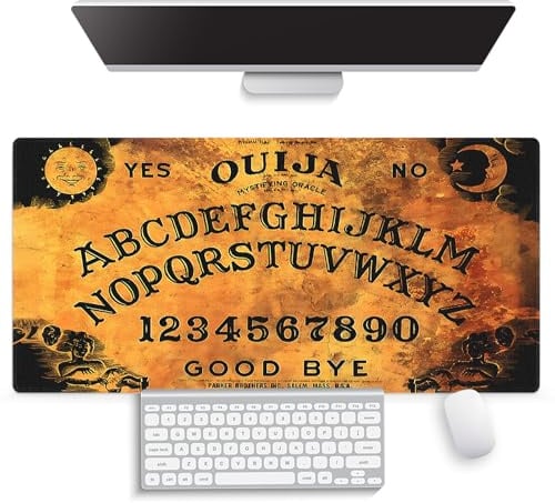 Vintage Ouija Board Large Mouse Pad, Antique Mystifying Spirit Desk Mat | Keyboard Mat Stitched, 31.5 x 15.8, Occult Gothic Decor, Retro Oracle, Halloween Witchy Aesthetic, Gaming Mousepad