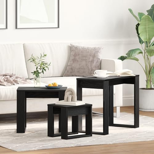 SKM 3-TLG. Satztisch-Set Schwarz Eiche Holzwerkstoff,Möbel,Tische,Ziertische,Beistelltische,Schwarz Eiche,11.55KG,862677