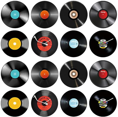 JDNFKG 16 Vinyl -Rekord -Wandaufkleber, Dekorationen Im Retro -Stil, Musikparty -Layout, Heimdekoration.