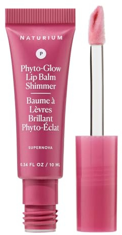 Naturium Phyto-Glow Lip Balm Shimmer, Nourish & Hydrate Lips with Shea, Cupuaçu Butter, Plant Squalane and Geodiamond Pearls, 10 ml / 0.34 fl oz, Shade: Supernova