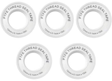 KRENIE PTFE Tape for Plumbing Thread Seal – Professional Plumbers Tape White 12mm x 12m – Teflon Pipe Sealing Tape for Leak Prevention – Thread Sealant for Faucets Valves Shower Head Kitchen Bathroom