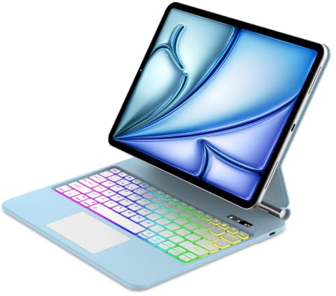 NeoMagic Keyboard para iPad Air 13 M4 2026/M3 2025/M2 2024, iPad Pro 12.9 | Retroiluminado Teclado con Soporte Magnético Flotante y Trackpad para iPad Air 13 Pulgadas y iPad Pro 12,9 6/5/4/3 Gen, Negro