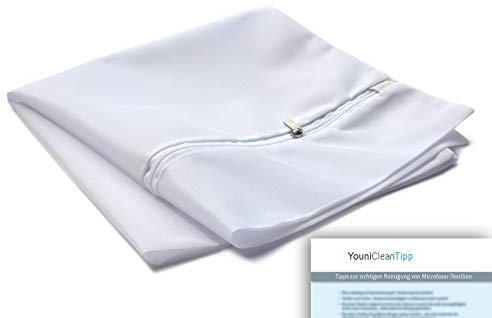 YouniClean 1 Stck. XXL Profi Waschsack | Wäschenetz | Aufbewahrungssack | besonders feinmaschig | für Premium-Pflege empfindlicher Textilien | Pflege-Tipps | kochfest | weiß (1 Stück 50 x 55 cm)