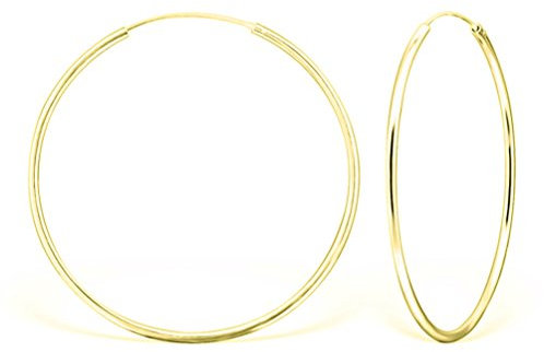 DTPsilver® 925 Sterling Silber Gelb Vergoldet Creolen Ohrringe - Klein/Mittelgroße/Groß - Dicke 2 mm - Durchmesser: 80 mm