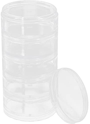 5 Layer Big Cylinder Stackable Transparent Round Plastic Cosmetics Jewelry Beads Sewing Storage Container