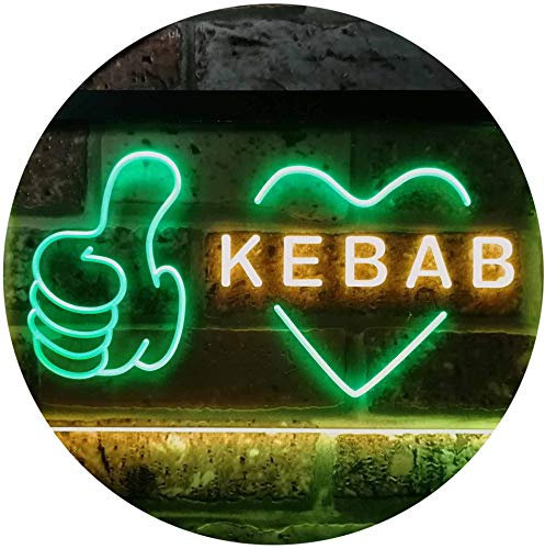 Kebab Restaurant Café Wall Décor Open Dual Color LED Barlicht Neonlicht Lichtwerbung Neon Sign Grün & Gelb 400 x 300mm st6s43-i2868-gy