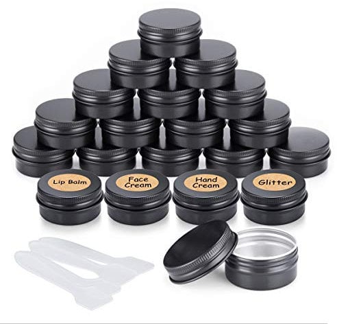 20 Stück Aluminium Leer Döschen Rund Reise Cremedose Tiegel für Creme Lotion Masken Kosmetik Nagelkunst(20ml) (schwarz)