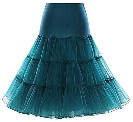 Boolavard 50's Petticoat Underskirt Retro Vintage Swing 1950's Rockabilly White, Black 14 Colours (L-XXL, Dark Green)