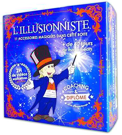 MAGIC SECRET - Coffret Magie Enfant (5 Ans et +) - L'illusionniste - Apprendre +45 Tours de Magie Professionnels - 88 Vidéos (App iOS & Android) + 11 Accessoires + Coaching par Un Magicien Pro