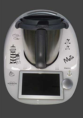 Aufkleber passend für Thermomix TM 6 Leuchtturm Anker schwarz